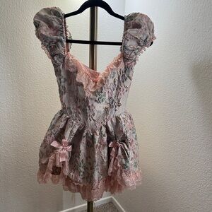 Sugar Thrillz Pink Floral Lace Blouse